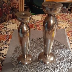 Metal silvertone candleholders